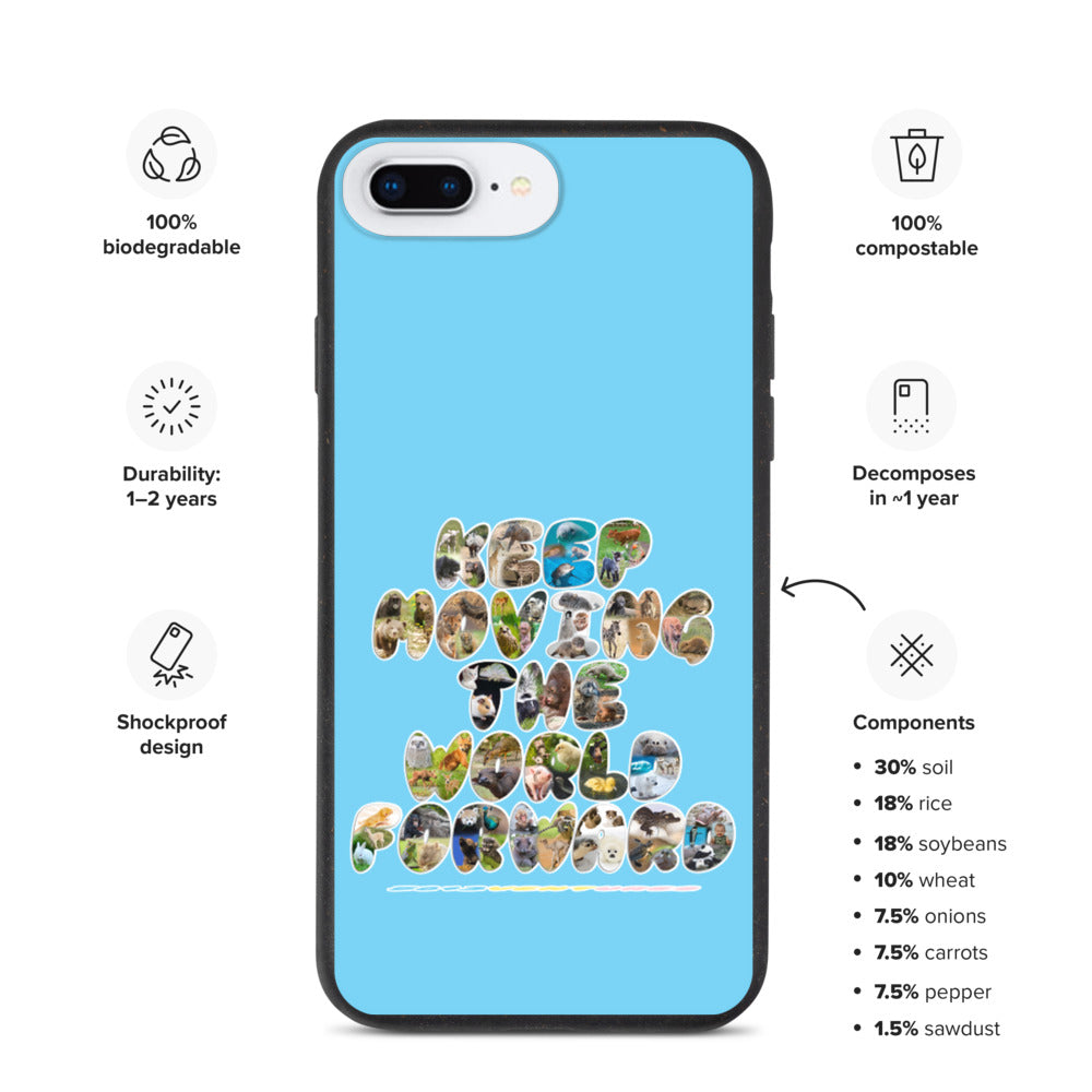 Baby Animals Keep Moving The World Forward In Blue on Biodegradable iPhone Case