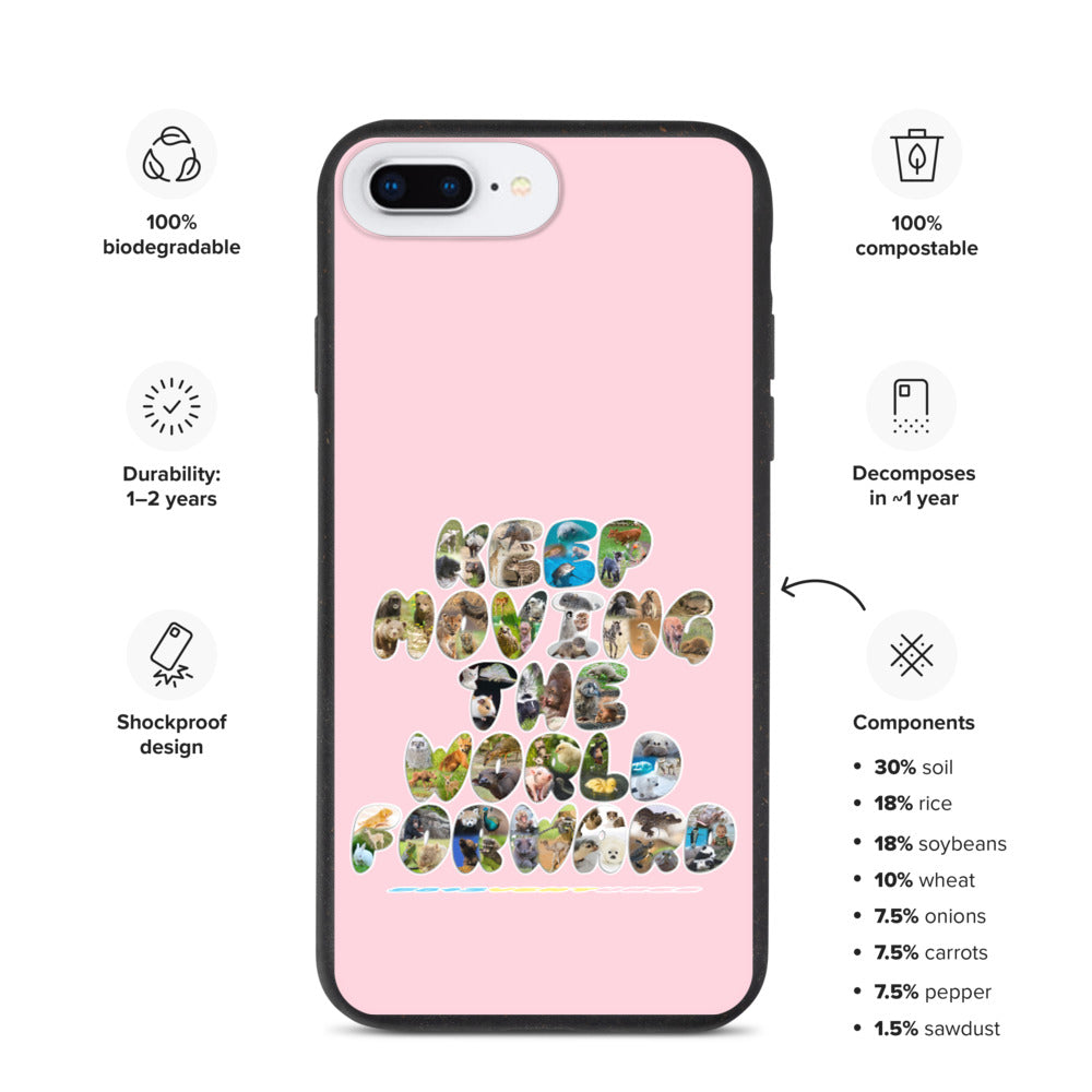 Baby Animals Keep Moving The World Forward In Pink on Biodegradable iPhone Case