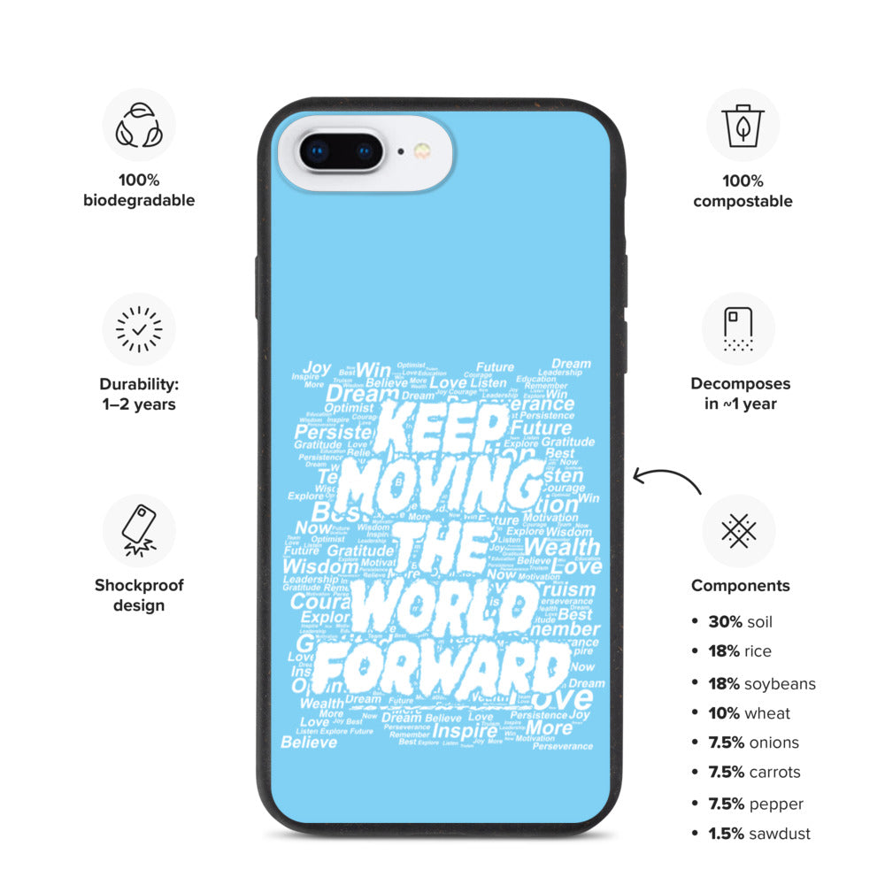 Word Clouds To Keep Moving The World Forward on Biodegradable iPhone Case