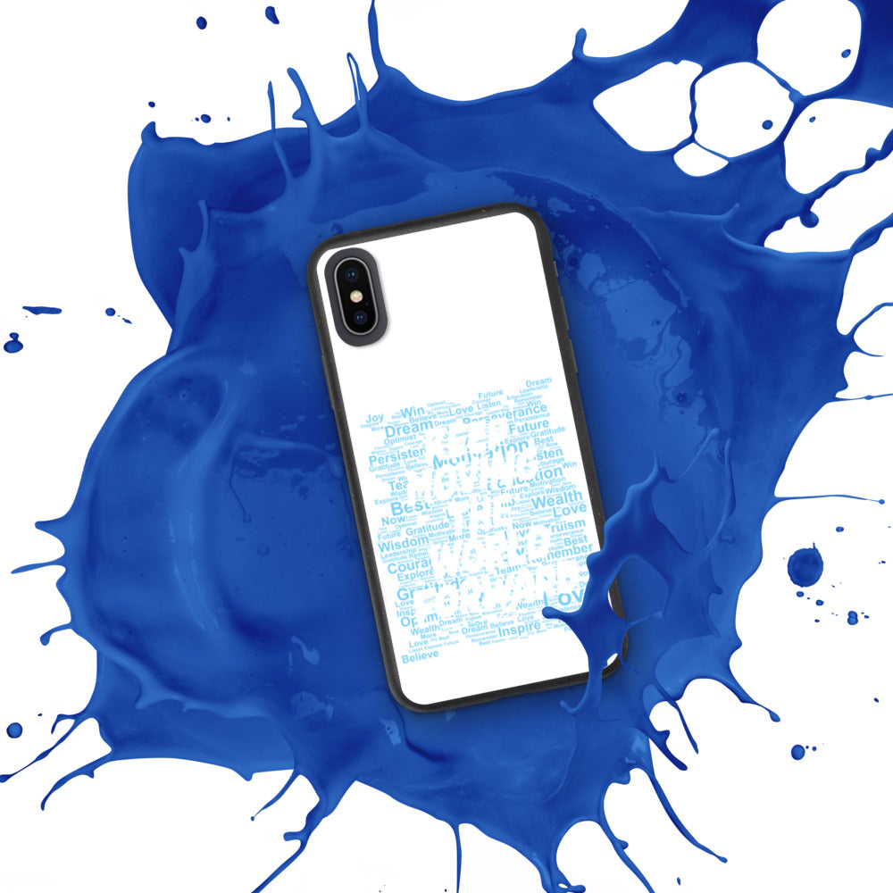 Word Clouds To Keep Moving The World Forward Through Blue Word Sky on Biodegradable iPhone Case