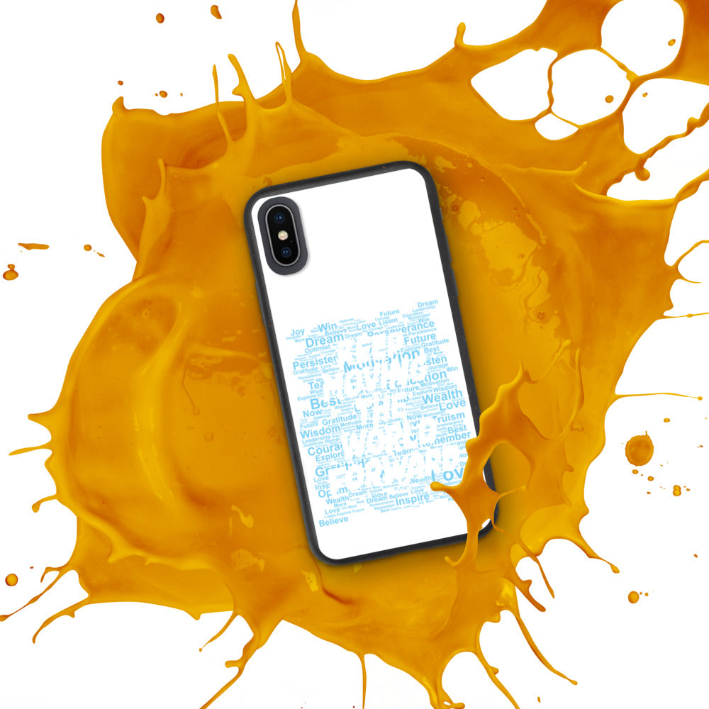 Word Clouds To Keep Moving The World Forward Through Blue Word Sky on Biodegradable iPhone Case