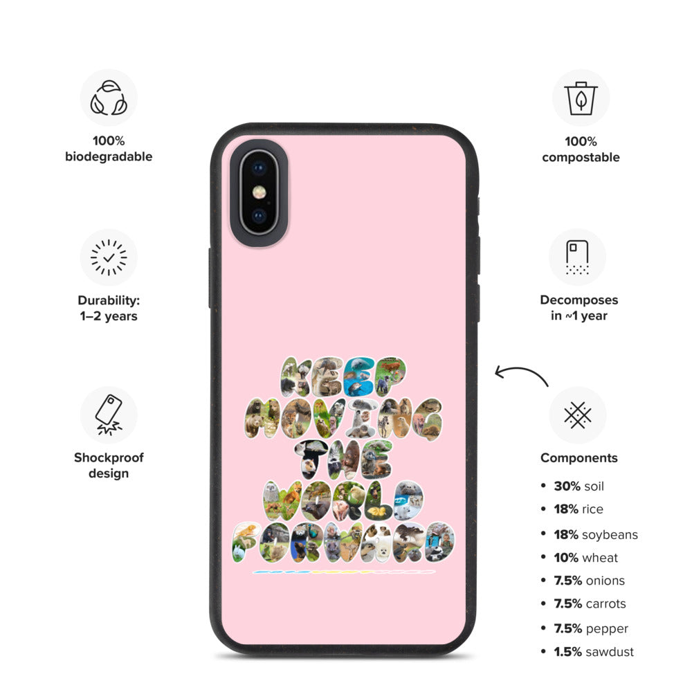 Baby Animals Keep Moving The World Forward In Pink on Biodegradable iPhone Case