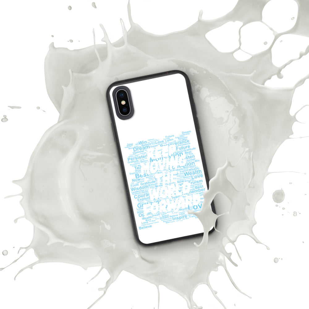 Word Clouds To Keep Moving The World Forward Through Blue Word Sky on Biodegradable iPhone Case