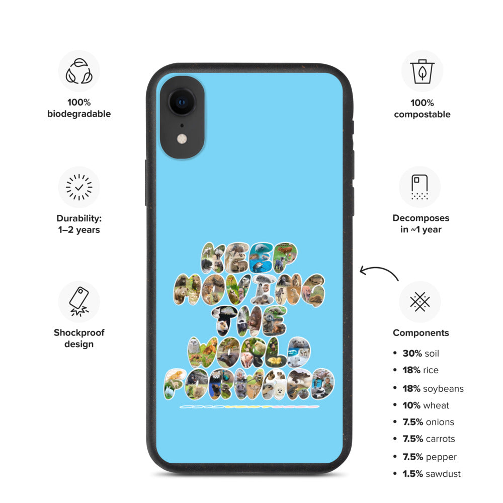 Baby Animals Keep Moving The World Forward In Blue on Biodegradable iPhone Case