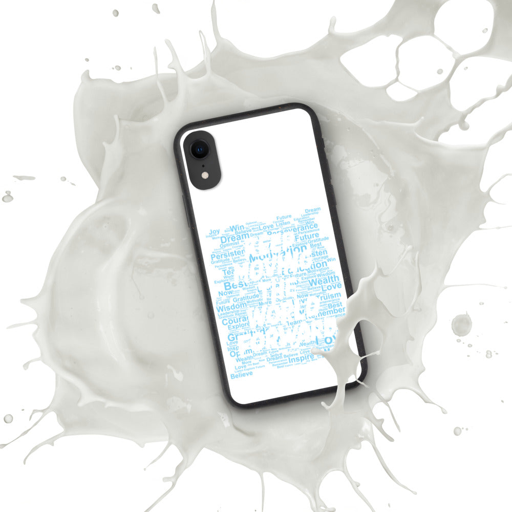 Word Clouds To Keep Moving The World Forward Through Blue Word Sky on Biodegradable iPhone Case