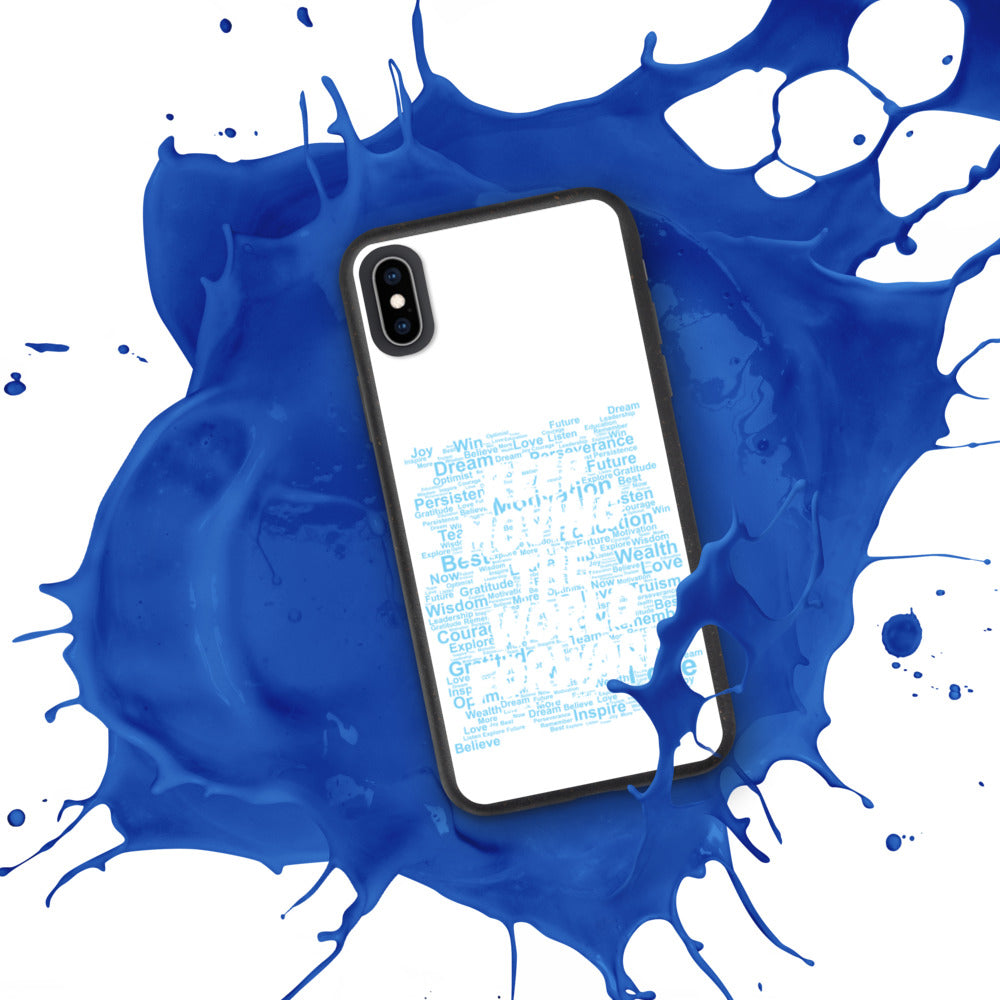 Word Clouds To Keep Moving The World Forward Through Blue Word Sky on Biodegradable iPhone Case