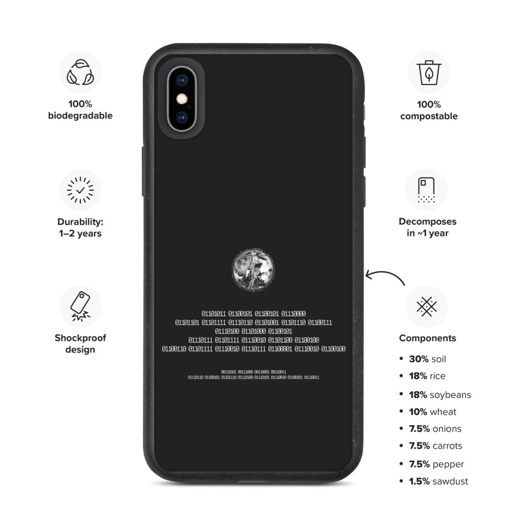 Binary Instructions To Keep Moving The World Forward With Venusian Earth In White on Biodegradable iPhone Case