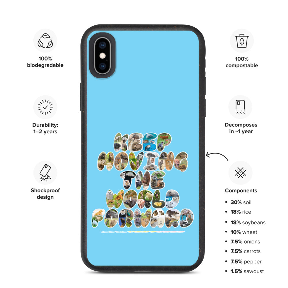 Baby Animals Keep Moving The World Forward In Blue on Biodegradable iPhone Case