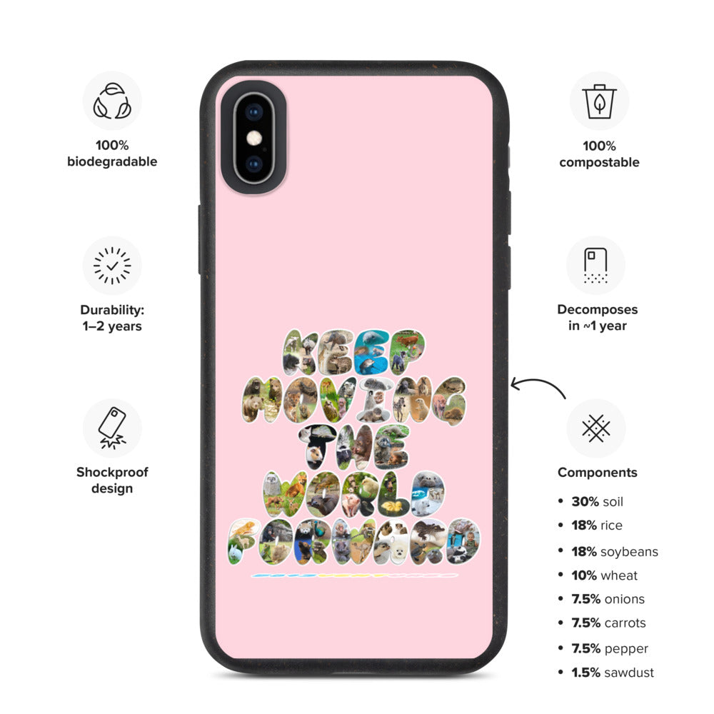 Baby Animals Keep Moving The World Forward In Pink on Biodegradable iPhone Case