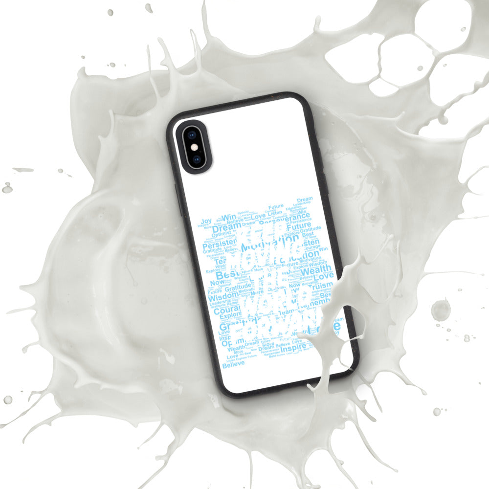 Word Clouds To Keep Moving The World Forward Through Blue Word Sky on Biodegradable iPhone Case