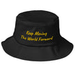 Keep Moving The World Forward In Gold Embroidery on Old School Bucket Hat