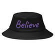 Believe In Amethyst Embroidery on Old School Bucket Hat