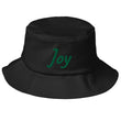 Joy In Emerald Embroidery on Old School Bucket Hat