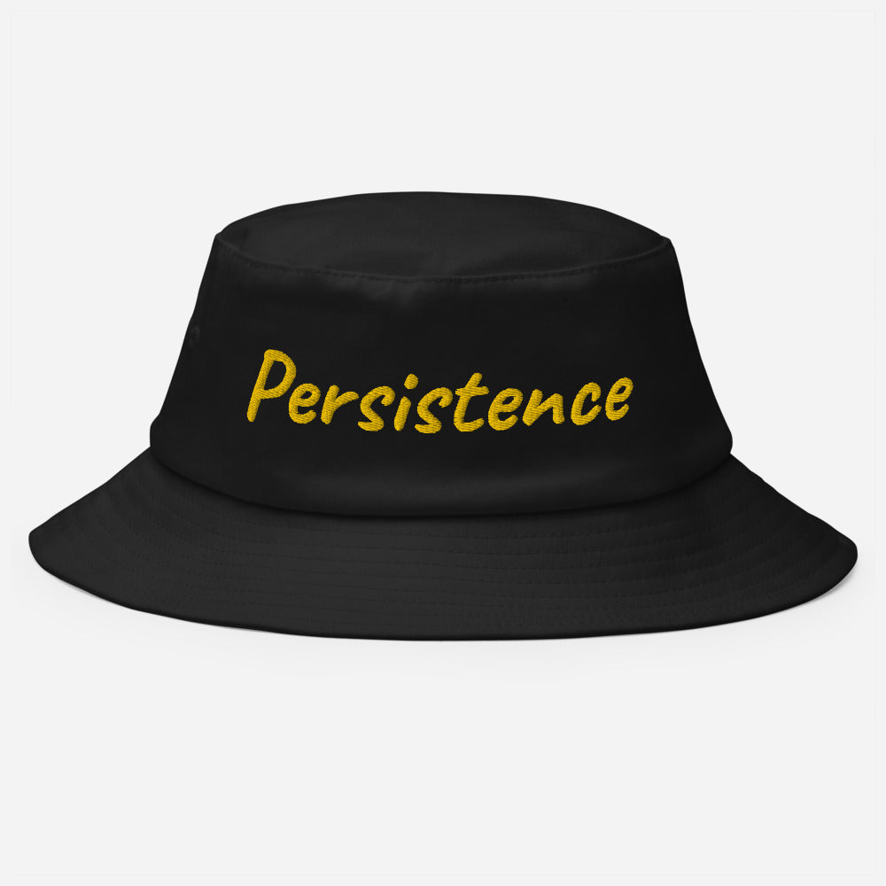 Persistence In Gold Embroidery on Old School Bucket Hat