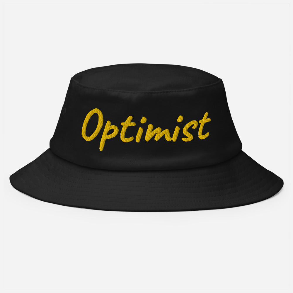 Optimist In Gold Embroidery on Old School Bucket Hat