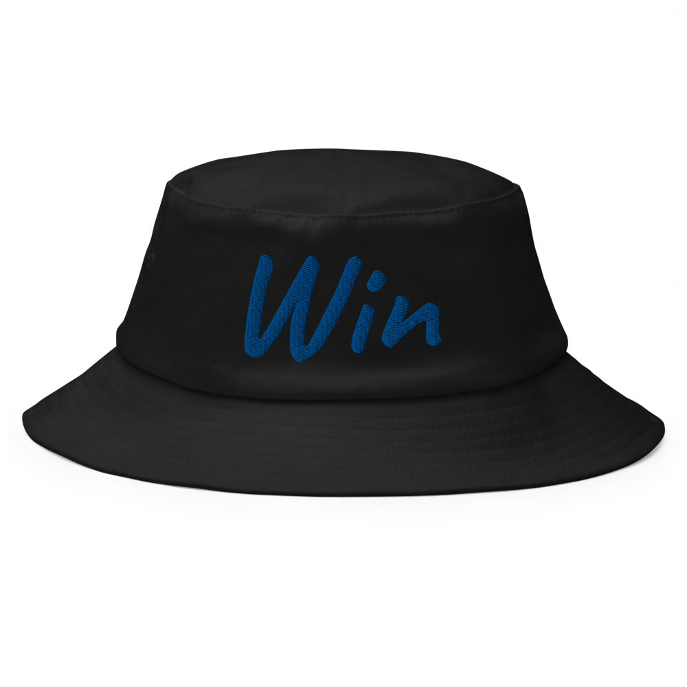 Win In Sapphire Embroidery on Old School Bucket Hat