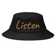 Listen In Copper Embroidery on Old School Bucket Hat