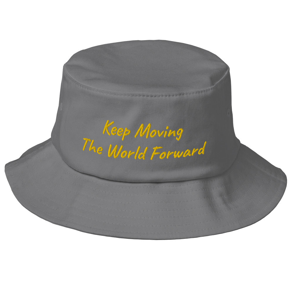 Keep Moving The World Forward In Gold Embroidery on Old School Bucket Hat