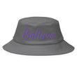 Believe In Amethyst Embroidery on Old School Bucket Hat