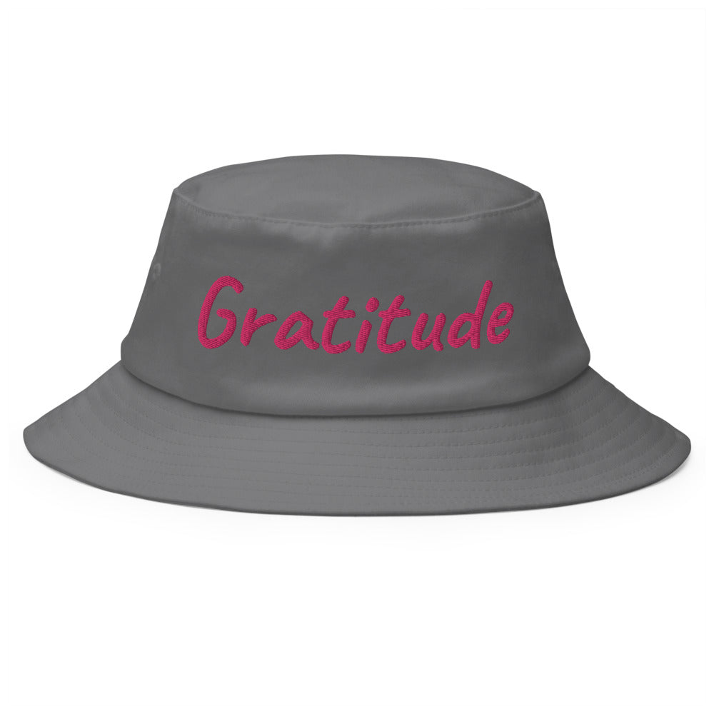 Gratitude In Star Rose Quartz Embroidery on Old School Bucket Hat