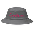 Gratitude In Star Rose Quartz Embroidery on Old School Bucket Hat