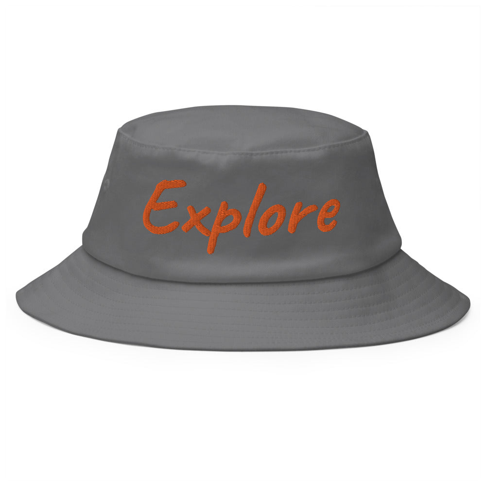 Explore In Amber Embroidery on Old School Bucket Hat