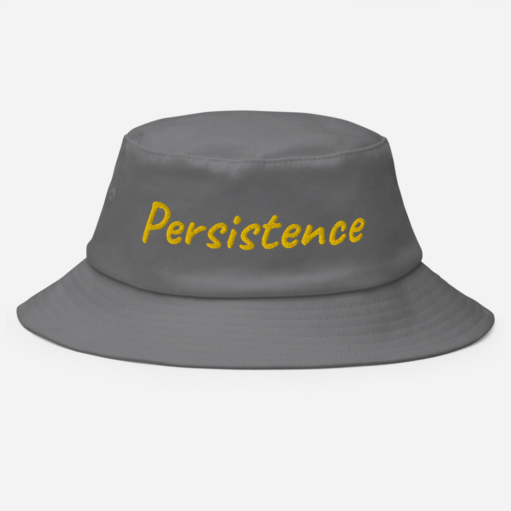 Persistence In Gold Embroidery on Old School Bucket Hat