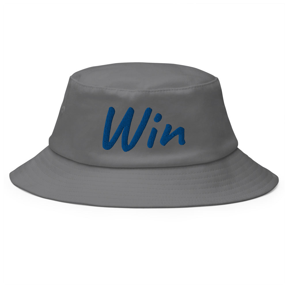 Win In Sapphire Embroidery on Old School Bucket Hat