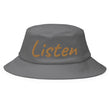 Listen In Copper Embroidery on Old School Bucket Hat