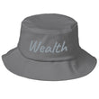 Wealth In Silver Embroidery on Old School Bucket Hat