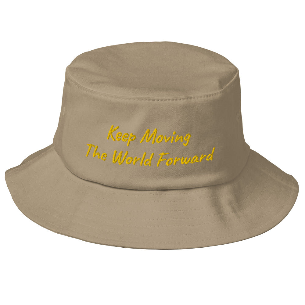 Keep Moving The World Forward In Gold Embroidery on Old School Bucket Hat