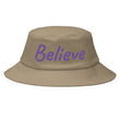 Believe In Amethyst Embroidery on Old School Bucket Hat