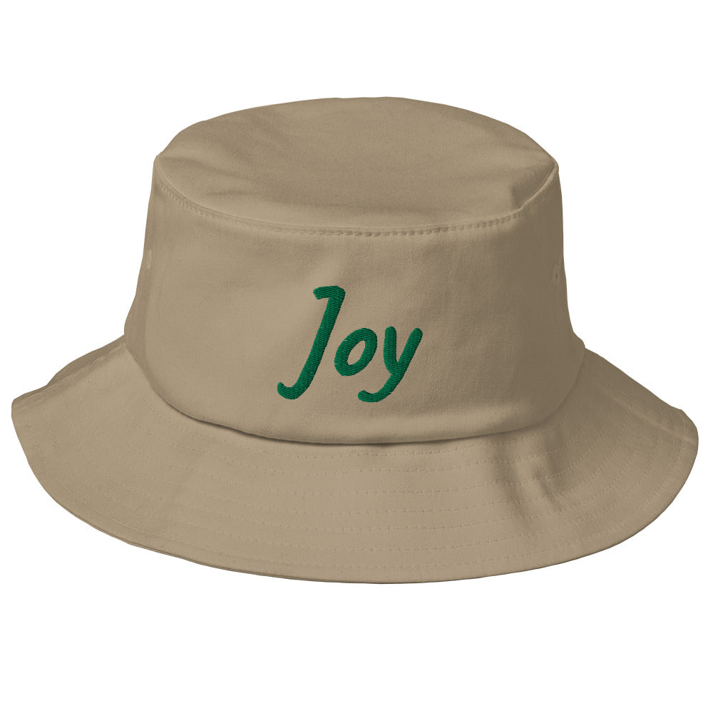 Joy In Emerald Embroidery on Old School Bucket Hat