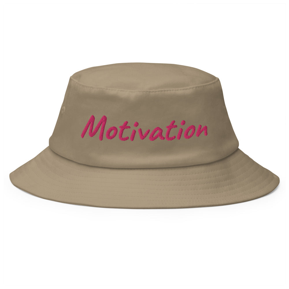 Motivation In Star Rose Quartz Embroidery on Old School Bucket Hat