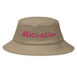 Motivation In Star Rose Quartz Embroidery on Old School Bucket Hat