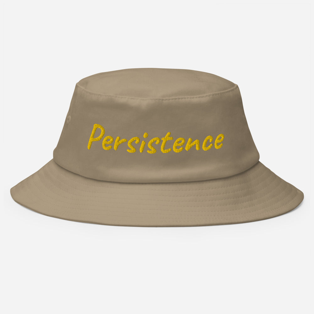 Persistence In Gold Embroidery on Old School Bucket Hat