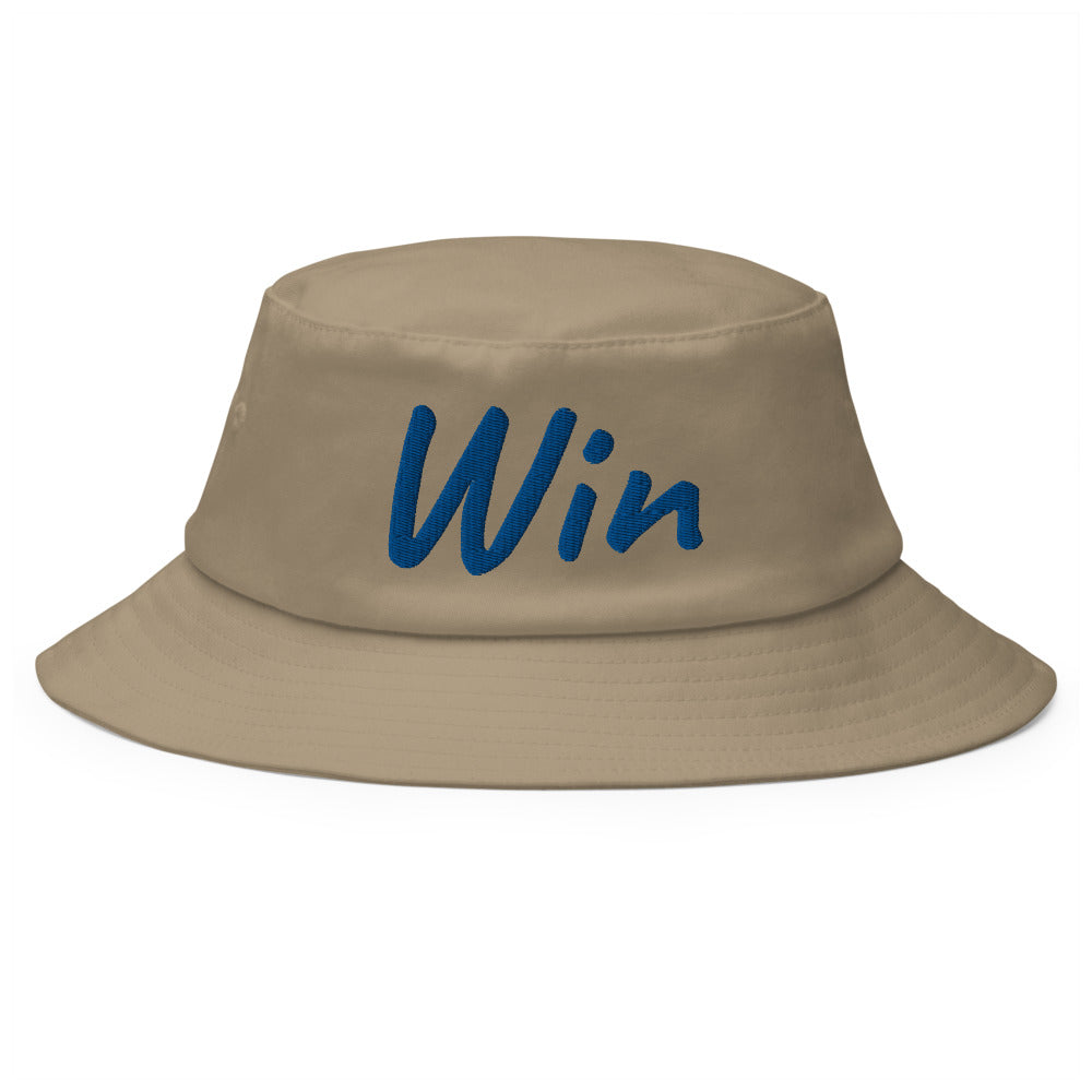 Win In Sapphire Embroidery on Old School Bucket Hat