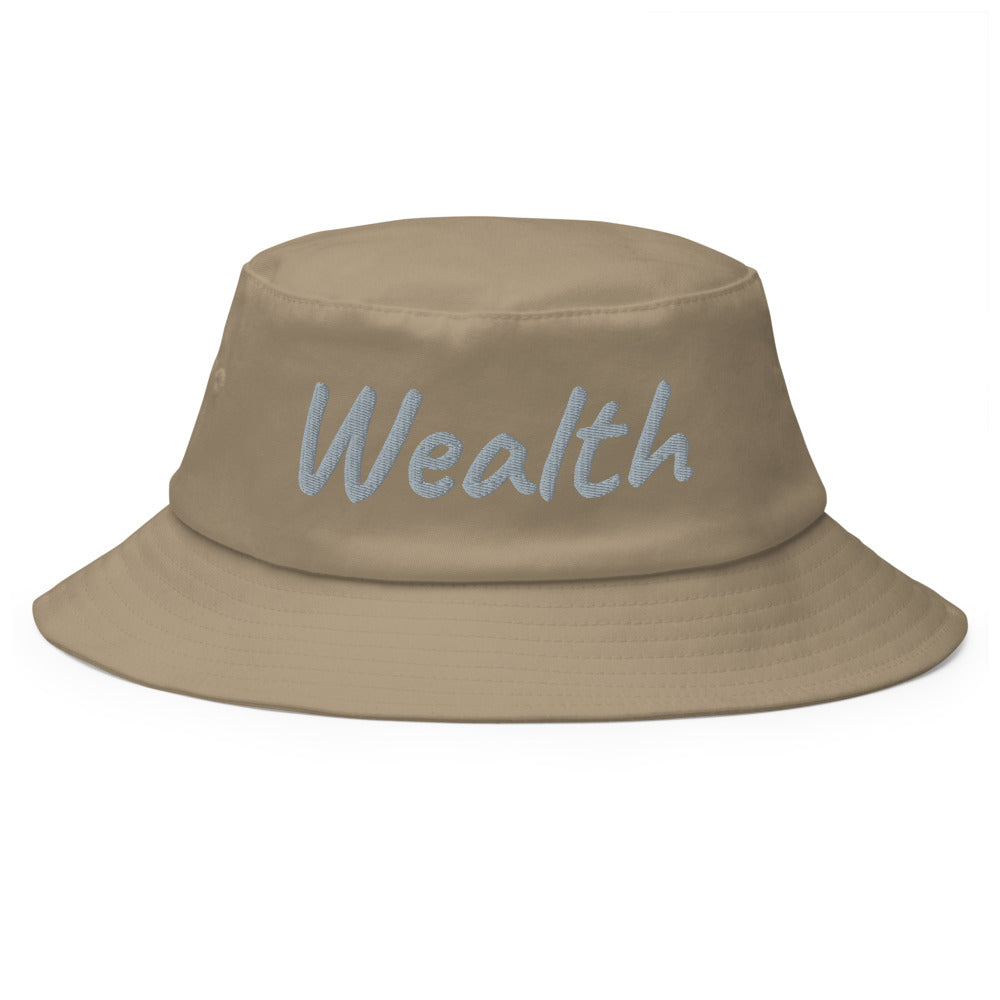 Wealth In Silver Embroidery on Old School Bucket Hat