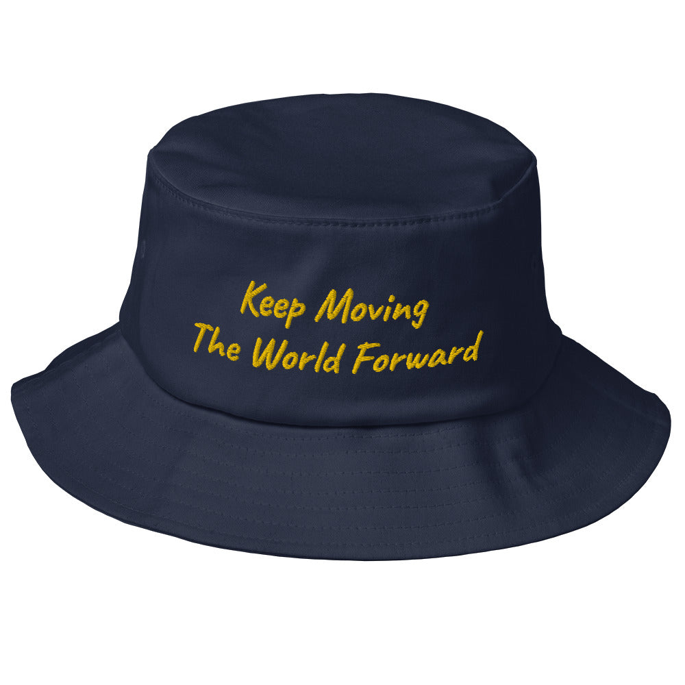 Keep Moving The World Forward In Gold Embroidery on Old School Bucket Hat