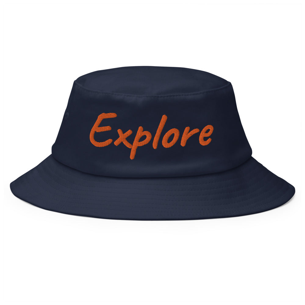 Explore In Amber Embroidery on Old School Bucket Hat