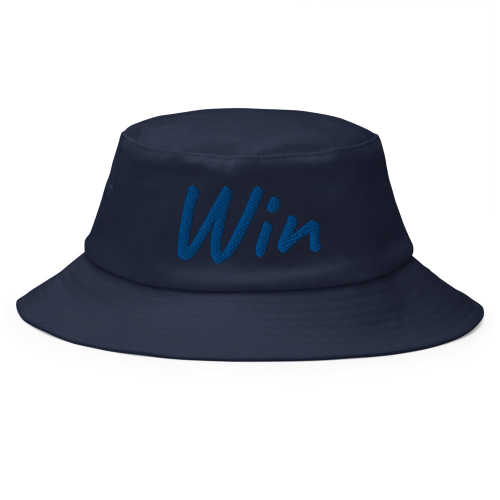 Win In Sapphire Embroidery on Old School Bucket Hat