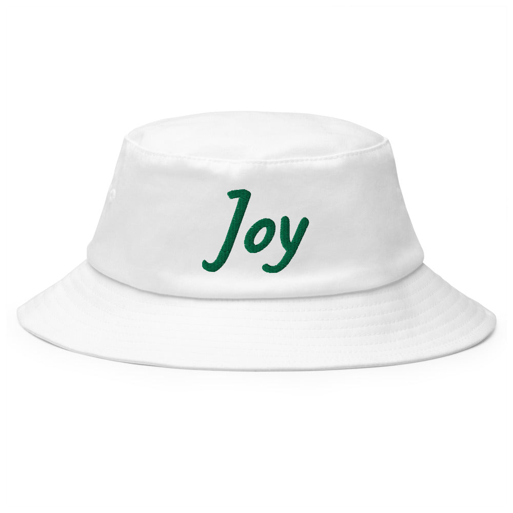 Joy In Emerald Embroidery on Old School Bucket Hat