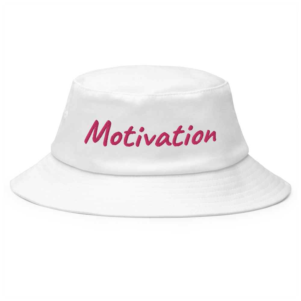 Motivation In Star Rose Quartz Embroidery on Old School Bucket Hat