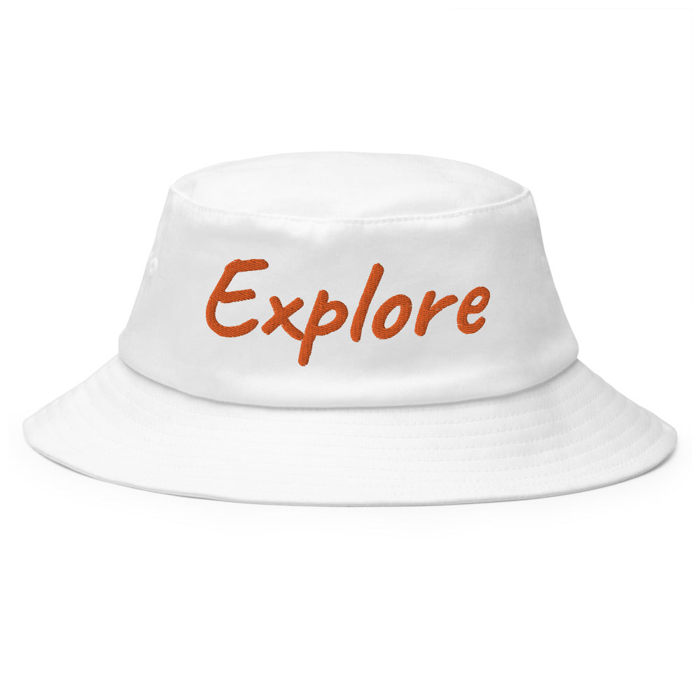 Explore In Amber Embroidery on Old School Bucket Hat