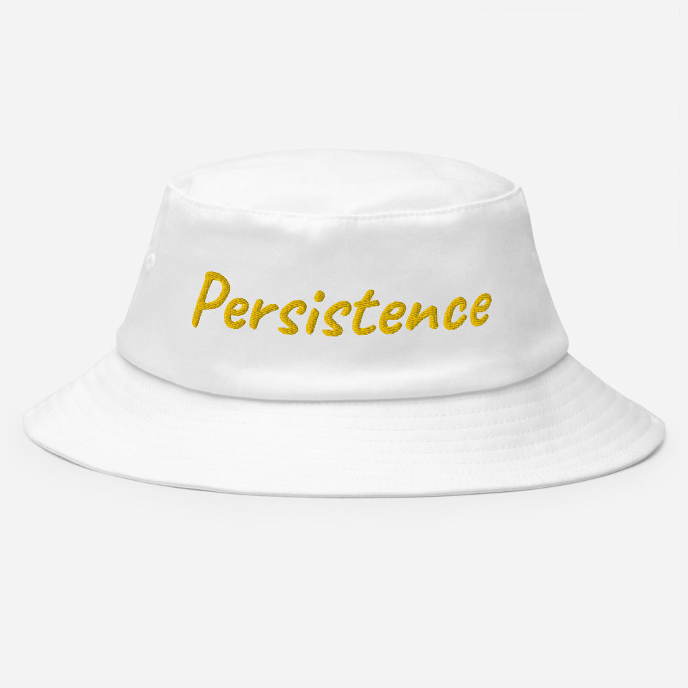 Persistence In Gold Embroidery on Old School Bucket Hat