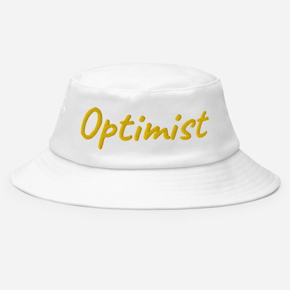 Optimist In Gold Embroidery on Old School Bucket Hat