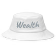 Wealth In Silver Embroidery on Old School Bucket Hat