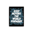 Word Clouds To Keep Moving The World Forward Through Black And Blue on Canvas Print