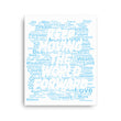 Word Clouds To Keep Moving The World Forward Through Blue Word Sky on Canvas Print