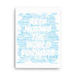 Word Clouds To Keep Moving The World Forward Through Blue Word Sky on Canvas Print